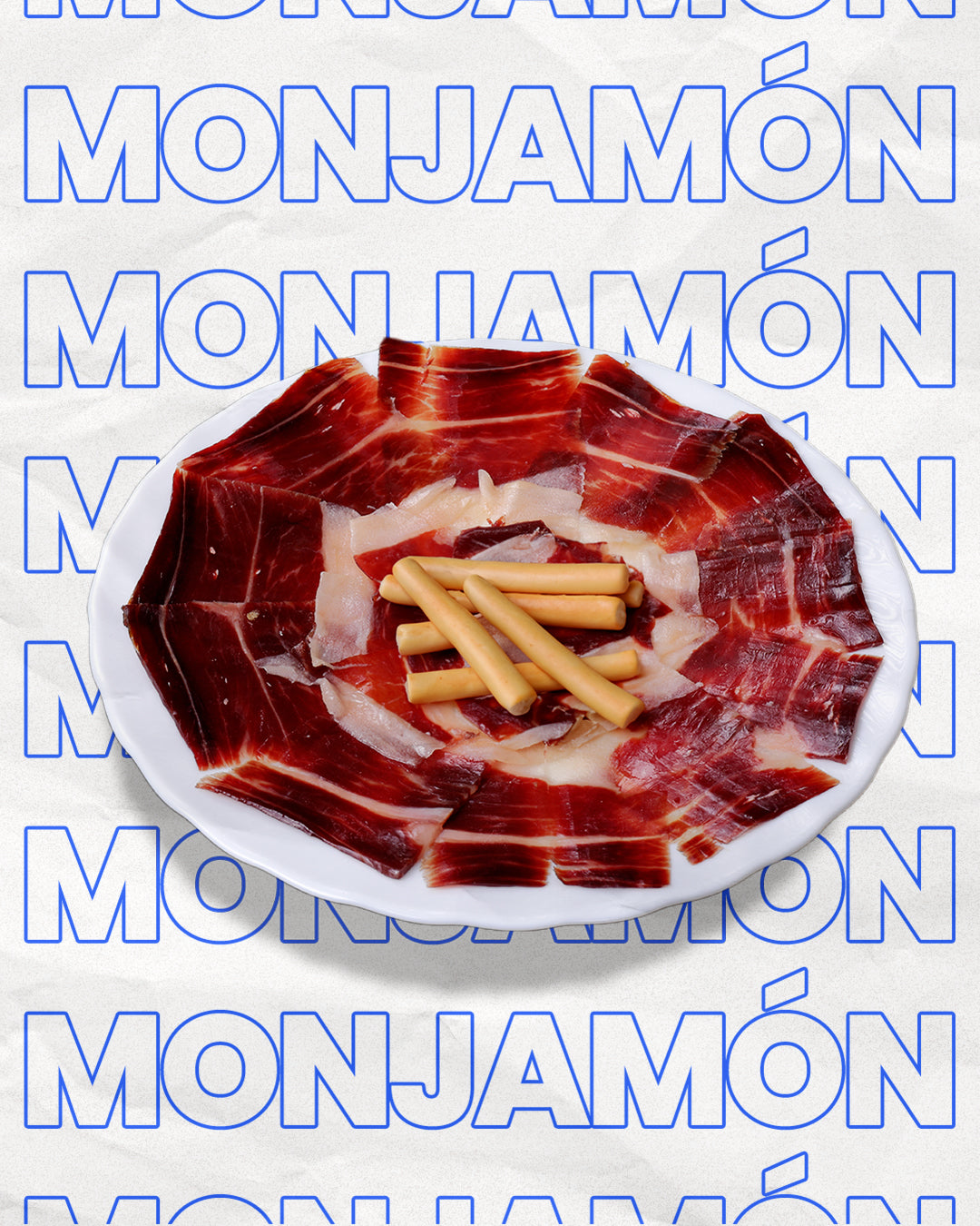 Plato de lonchas de jamón de bellota 100% ibérico cortado a cuchillo
