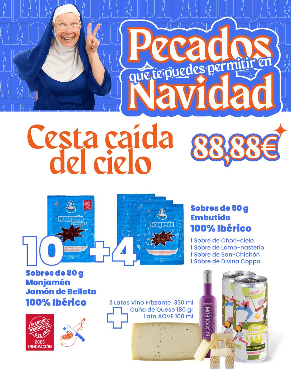 Cesta Caída del Cielo con Jamón de Bellota 100% Ibérico