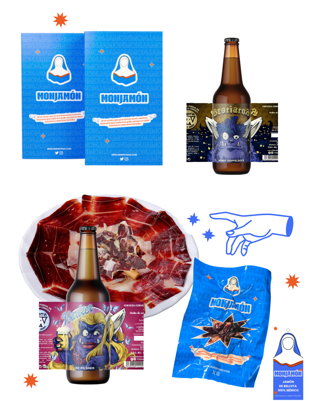 (Don't hold back pack) - 100% Iberian Ham + Beer