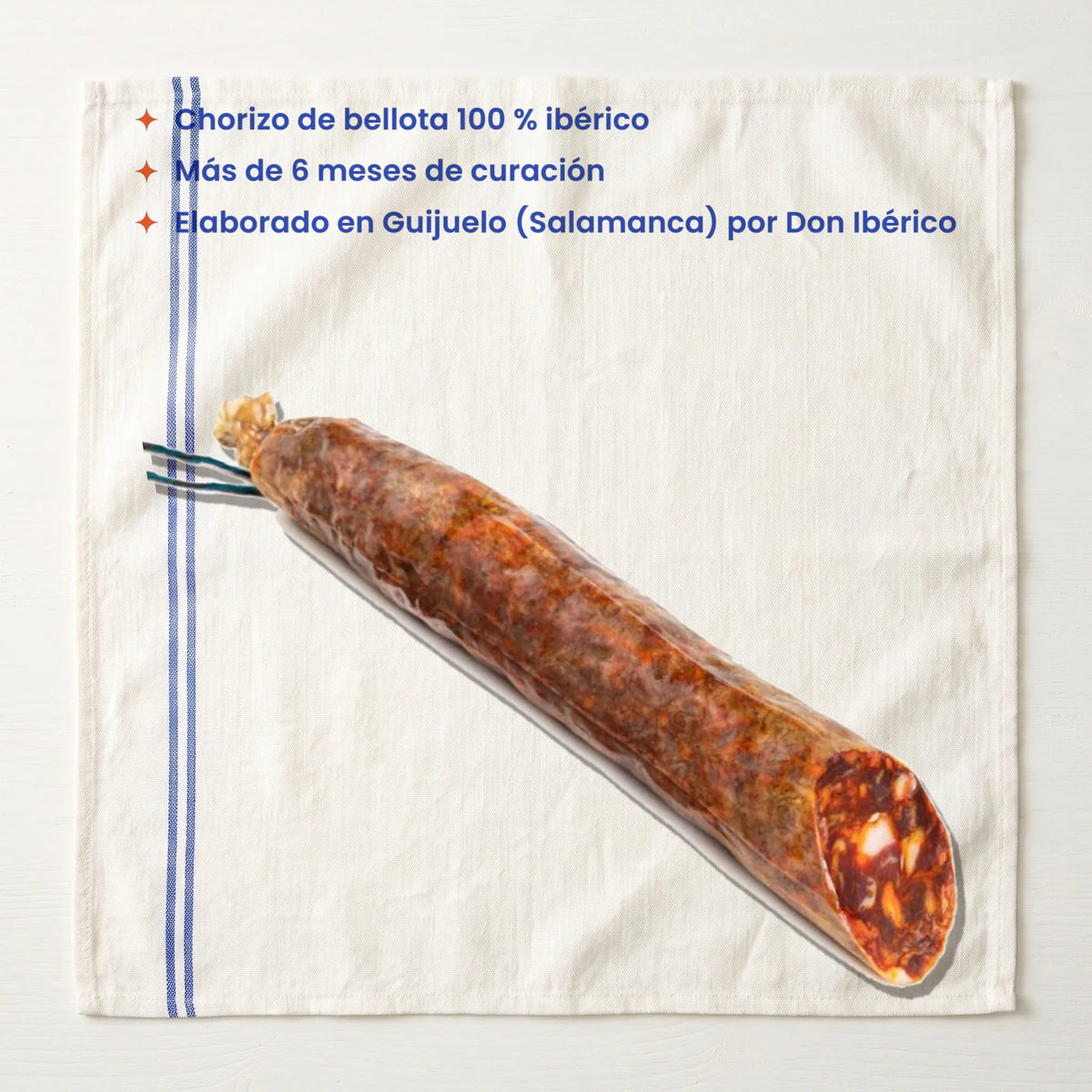 Choricielo · Chorizo 100% ibérico de bellota · Media pieza 450-500 g – lo que llega: 1 media pieza de 450-500 g
