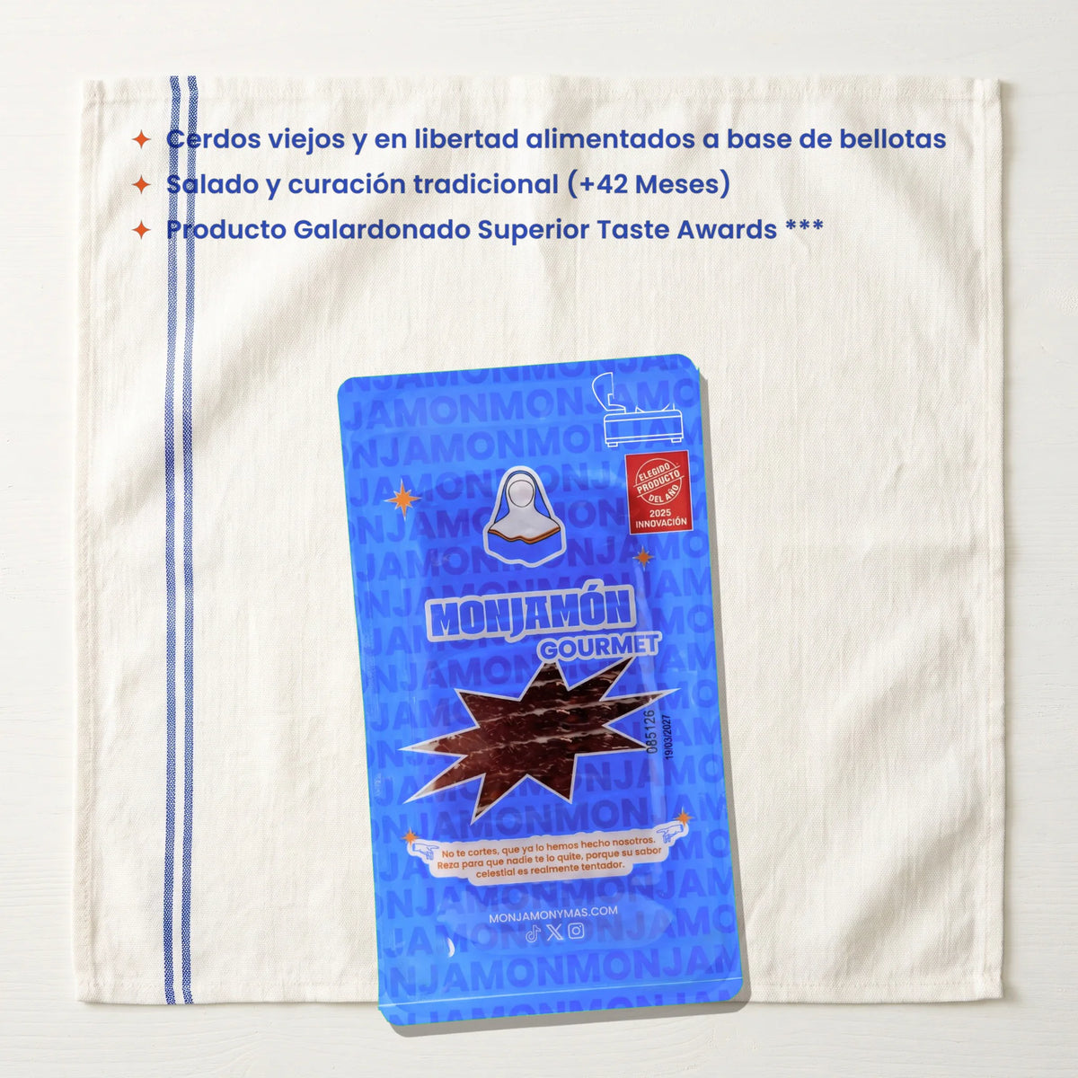 Sobre 80gr Jamón de Bellota 100% Ibérico +36 Meses · aromático · a máquina – lo que llega: 1 sobre de 80 g