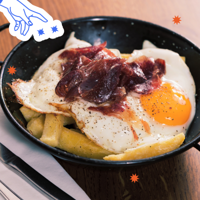 huevos rotos con jamón