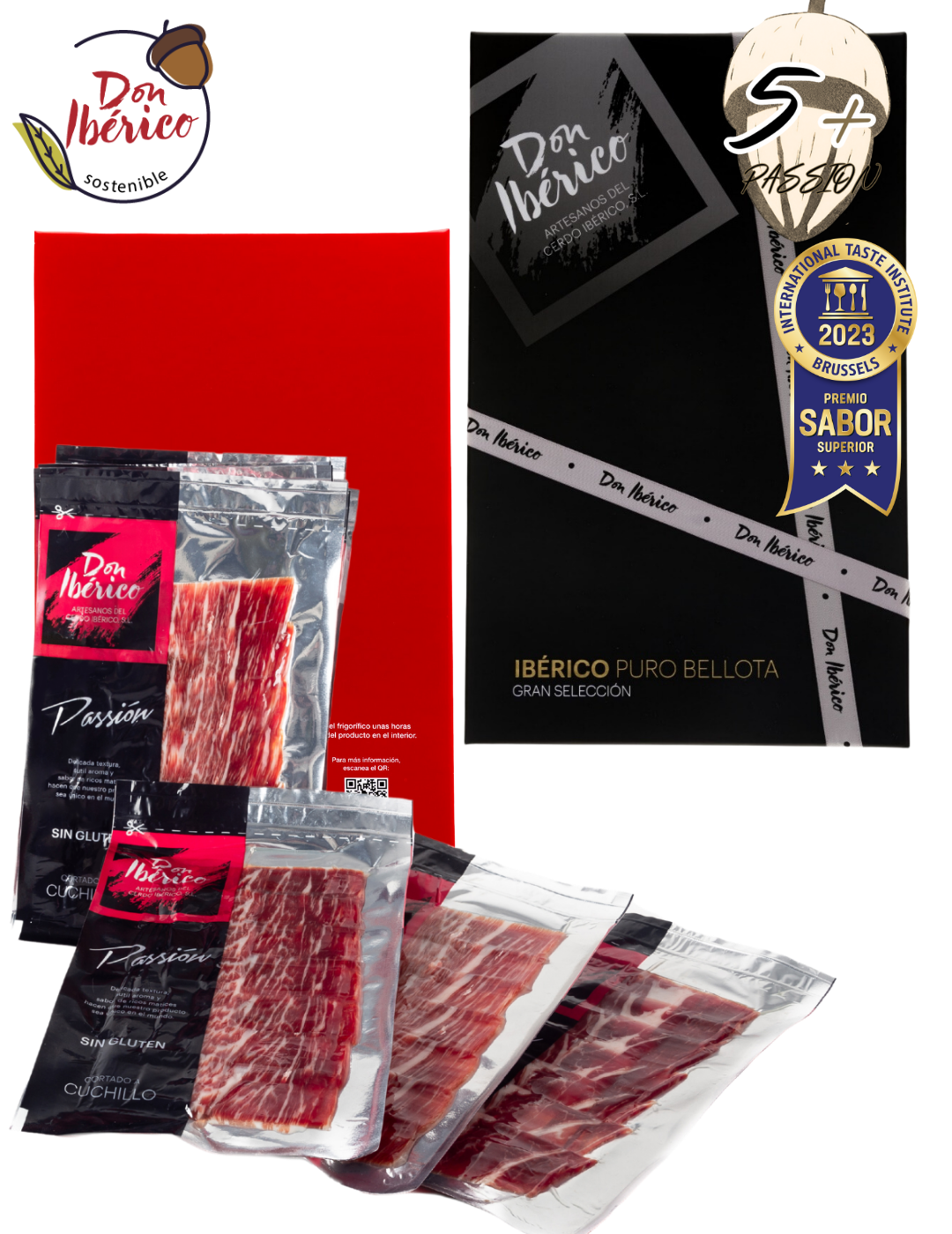 Gift box with 5 envelopes of knife-sliced ​​ham or shoulder 