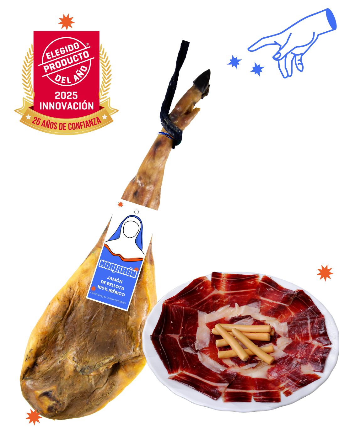 100% Iberian Acorn-fed Ham Envelopes Monjamón +42 Months | Knife-Sliced 