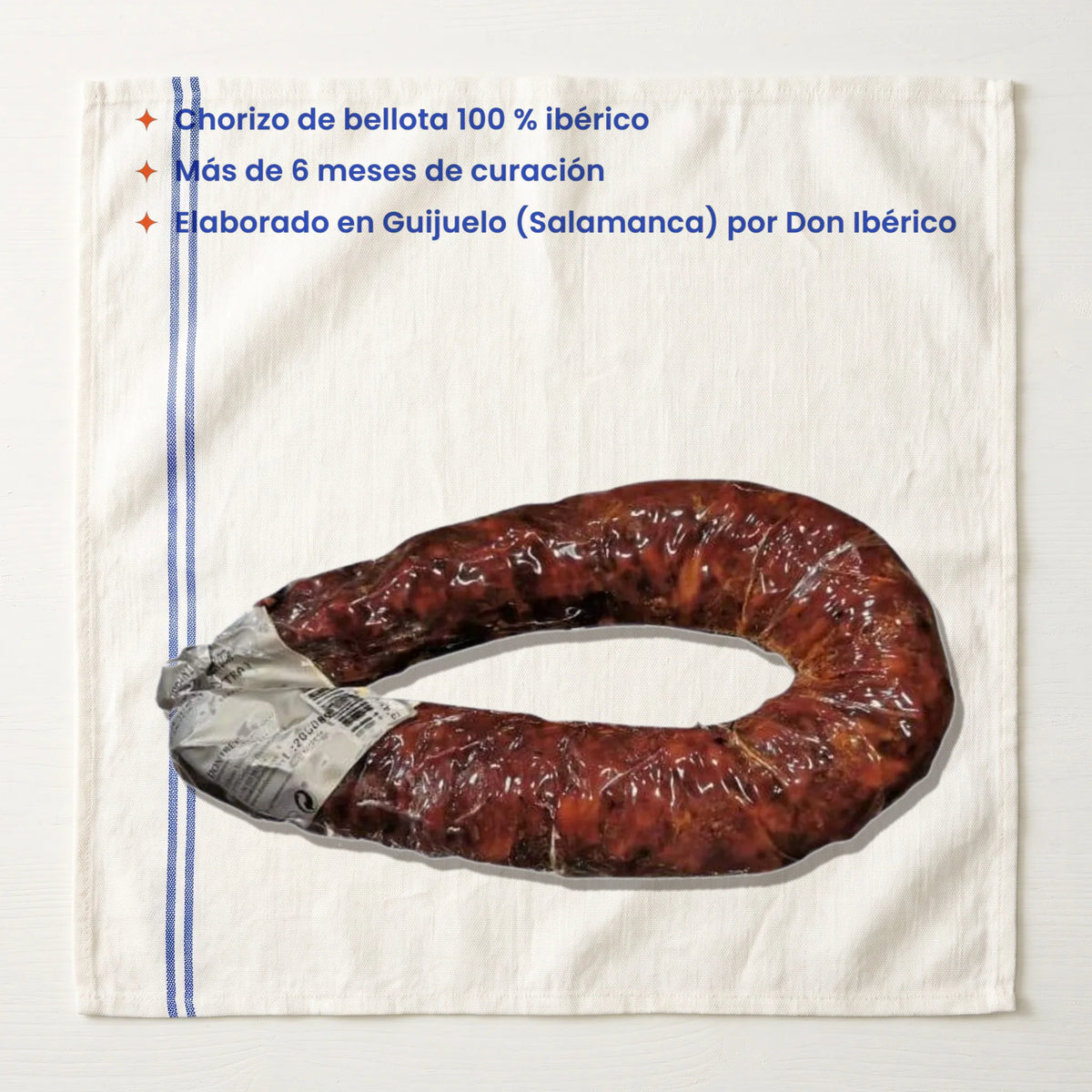 Longaniza Ibérica Chorizo de Bellota (200-250 gramos) – lo que llega: 1 longaniza de 200-250 g, normal o picante