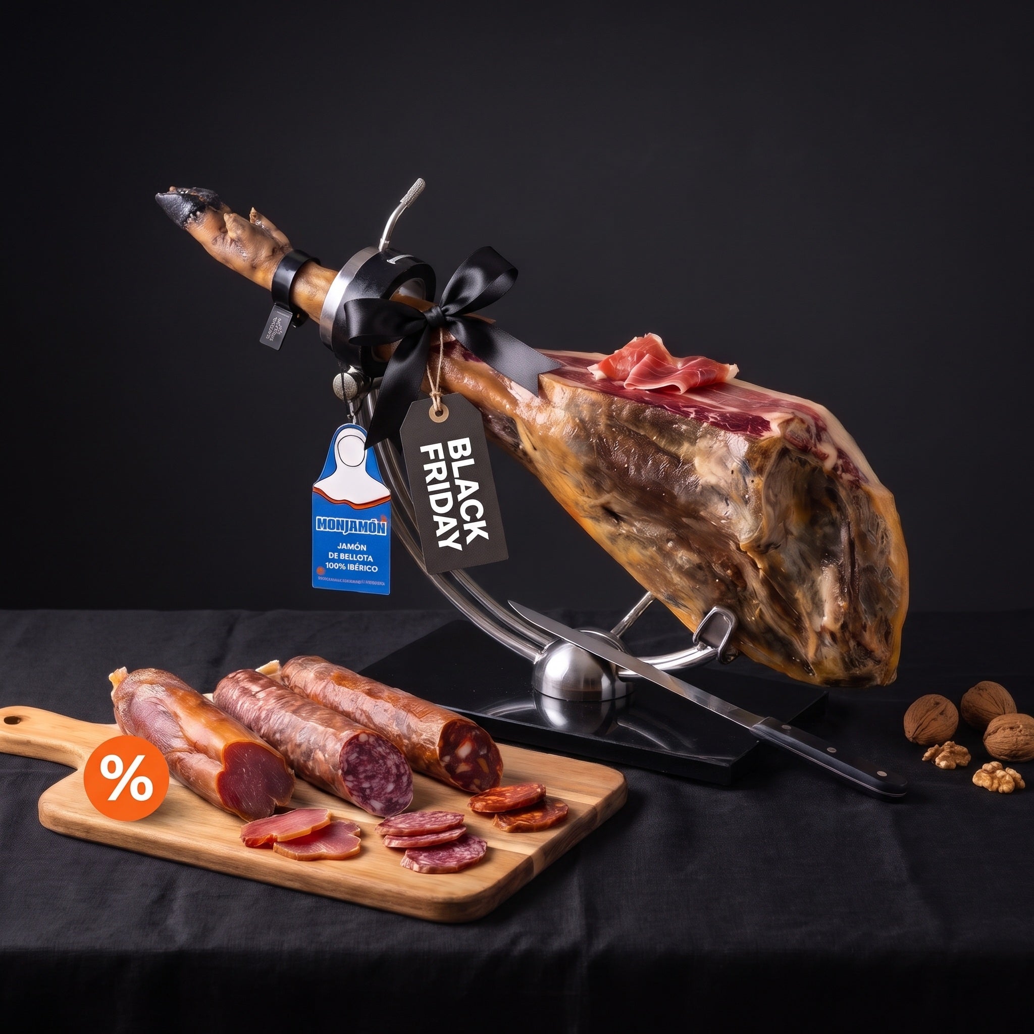 Pack Black Friday de Monjamón: jamón de bellota 100 % ibérico entero y surtido de embutido