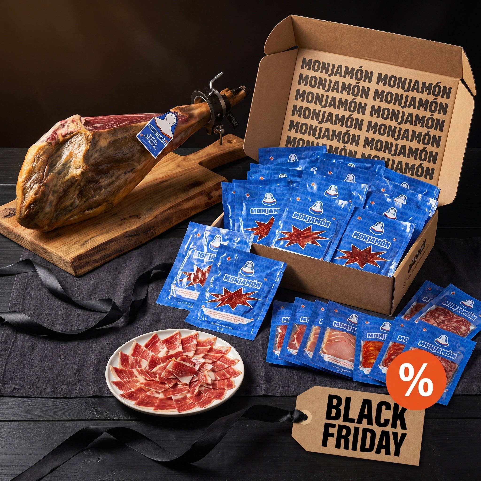 Pack Black Friday de Monjamón: jamón loncheado en 30 sobres y surtido loncheado en su caja