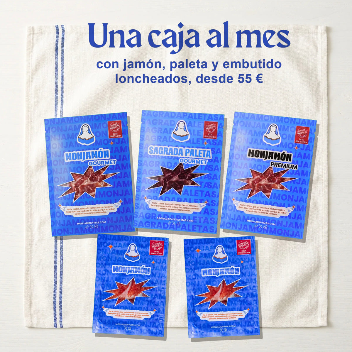 Monjamón Plus - Suscripción a Jamón Ibérico y más · Desde 55 € – cada mes llega una caja con jamón, paleta y embutido loncheados (la selección cambia)